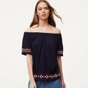 LOFT | Boho Off Shoulder Aztec Embroidered Top